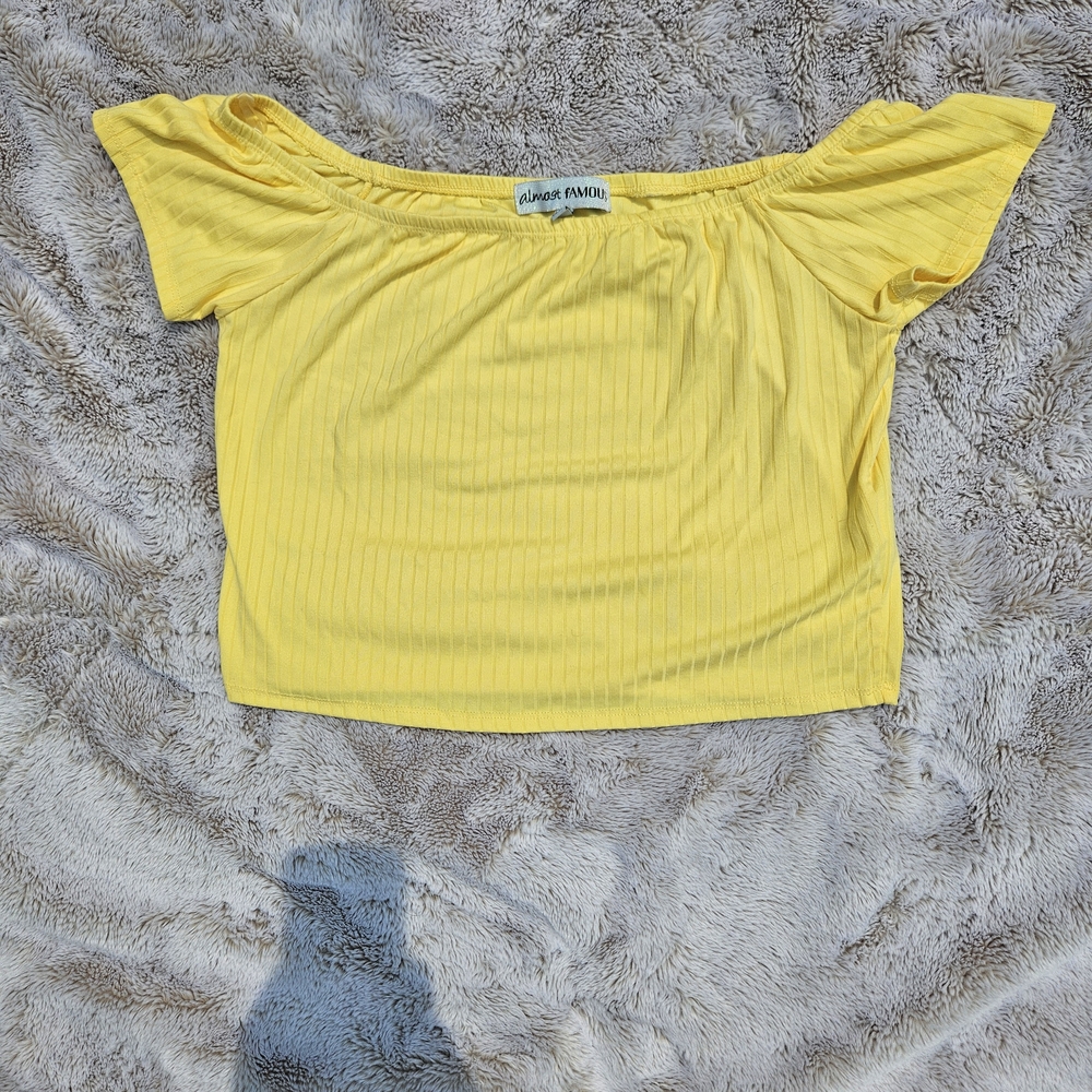 Almost Famous Sunny Yellow Off-Shoulder Blouse